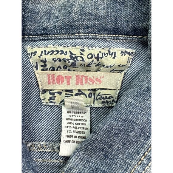 Hot Kiss Juniors Camouflage Denim Vest M Vtg Y2K Button Front Camouflage Camo - Picture 6 of 6